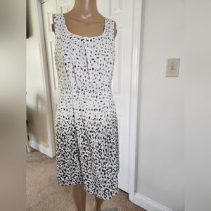 LOFT Women’s 0 Ombré Splotches Dot Dress Sleeveless Lined Black And White